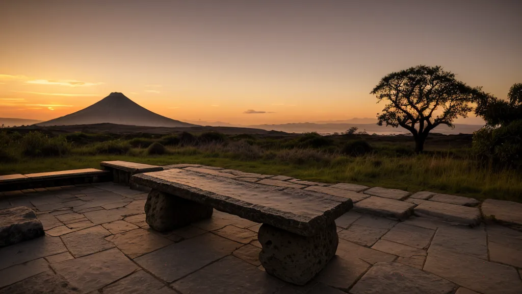 Banco vacío frente al atardecer sobre los volcanes de Arequipa, un lugar para pensar en duelo familiar